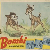 Lobby Card, 1942 Bambi, 1942 Lithograph on paper Walt Disney Family Foundation, Gift of Tony Anselmo, ©Disney