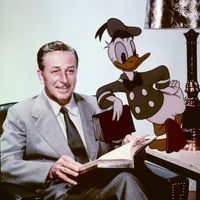 Walt Disney with Donald Duck, 1954; courtesy of the Walt Disney Archives Photo Library, © Disney.
